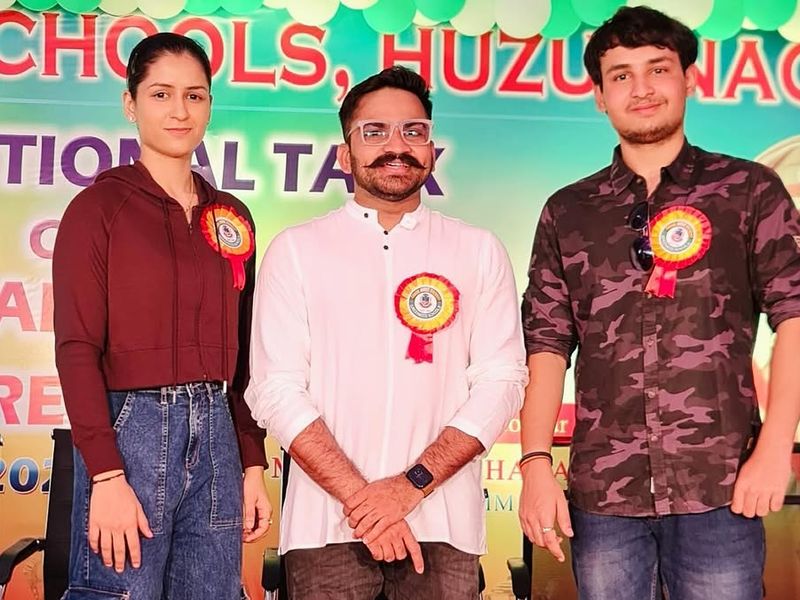 Dr. Naina Jaiswal lighting the ceremonial lamp at the Greenwood School awards function in Huzurnagar